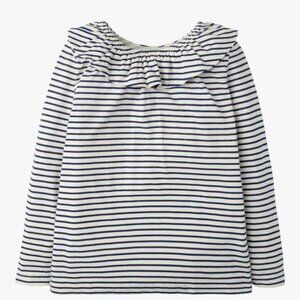 Mini Boden ruffle neck striped jersey top 4-5 xs